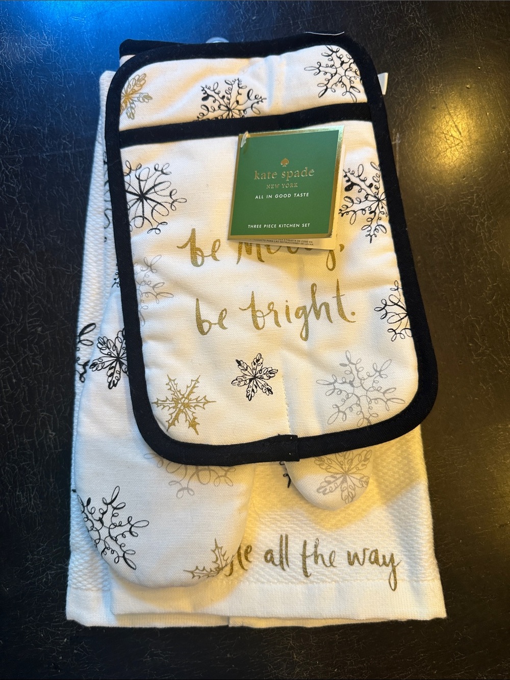kate spade White & Gold 'Be Merry Be Bright' Holiday Kitchen Set